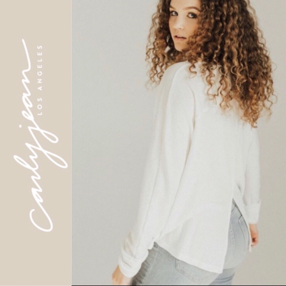 NEW Carly Jean Los Angeles Owen Thermal Long Sleeve Shirt. Creamy White, size XS